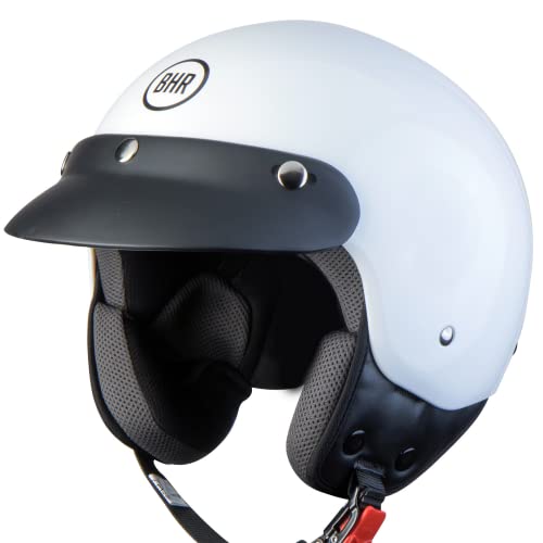 BHR Demi-Jet Helm 803 SIMPLY, Praktischer Rollerhelm mit ECE-Zulassung, Motorrad-Jet-Helm mit abnehmbarem Gesichtspolster, WEISS, XS