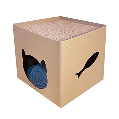 Katze aus Karton, Kratzbox für Katzen im Innenbereich | Katzenspiel mit Kratzbaum, Kratzspielzeug für Katzen und Kätzchen Cipliko
