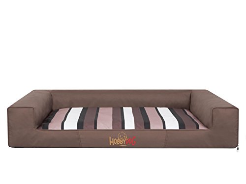 HobbyDog XL VICJBP9 Dog Bed Victoria XL 100X66 cm Light Brown with Stripes, XL, Brown, 4.2 kg