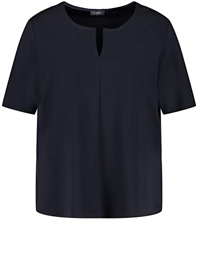 Samoon Damen Basic Halbarmshirt halber Arm T-Shirt Kurzarm Rundhals Shirt unifarben Navy 50