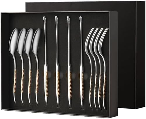 Hushuwan 刀叉勺家用12件套 欧式西餐餐具304不锈钢刀叉套装 Küchenkochgeschirr-Set/727
