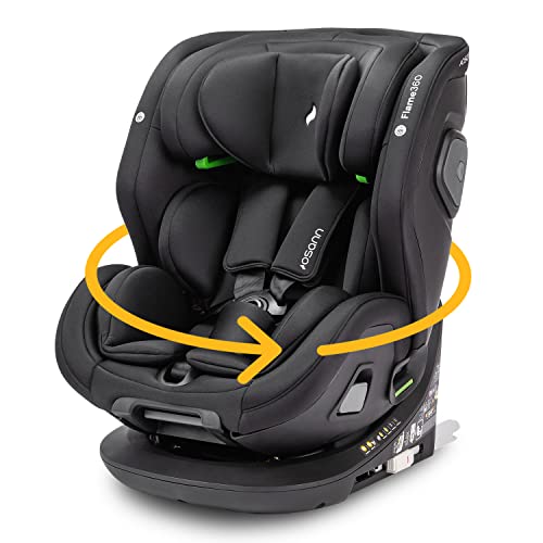 Osann Flame360 i-Size, 360 Grad drehbarer Kindersitz, Reboarder (40-150 cm) - All Black