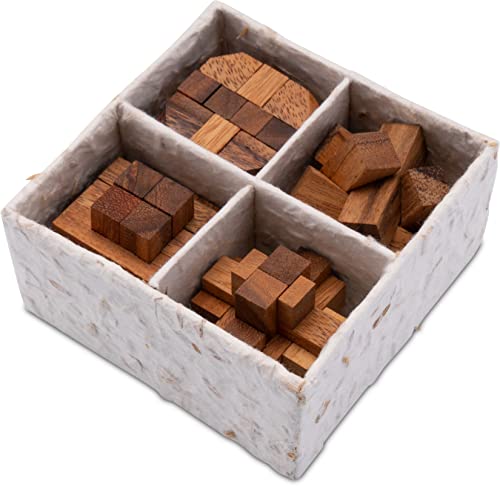 LOGOPLAY 4 Knobelspiele im Set - Spielesammlung 3D Puzzle - Denkspiele - Knobelspiele - Geduldspiele - Logikspiele in Einer dekorativen Geschenkbox