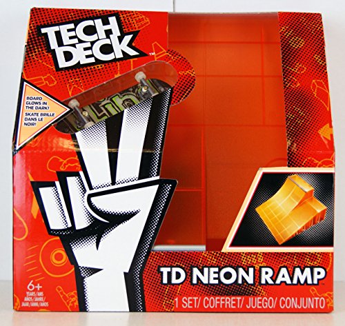 Tech Deck - Neon Ramp - Orange Double Bank Ramp incl. Glow in the Dark Board