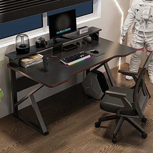 KSTUFF Gaming-Tisch mit Kohlefaseroberfläche, großer Computertisch, PC-Computertisch, Gaming-Tisch, Z-förmiger Gamer-Arbeitsplatz mit Drahtgeflecht, Computertisch, L 120 cm Vision