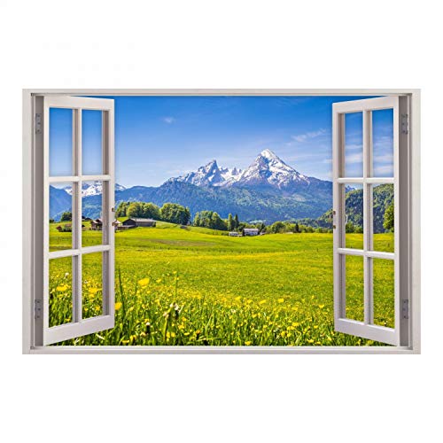 Wandtattoo 151 Fenster - Alpen Berge in 5 vers. Größen Wandtattoos bunt Gr. 75 x 100