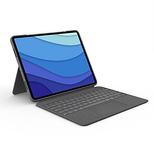 Logitech Combo Touch Schutzhülle mit Tastatur für iPad Pro 12,9 Zoll (5. Generation - 2021) – Abnehmbare Tastatur, Trackpad Click-Anywhere, Smart Connector – Italienisch QWERTY – Grau