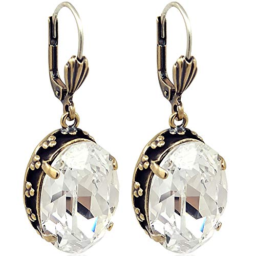 Jugendstil Ohrringe mit Kristallen von Swarovski® Gold Crystal NOBEL SCHMUCK