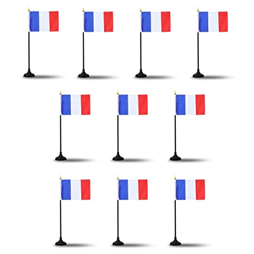 Sonia Originelli Mini Handfahnen mit Tischständer Fuß 10 Stück Set Frankreich France EM WM Flaggen Fanartikel
