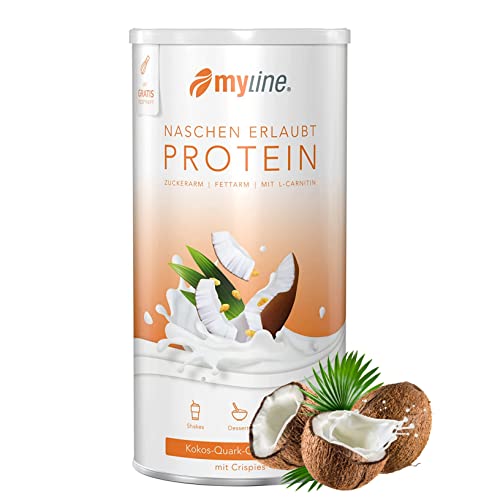 Myline Protein Shake Eiweißpulver viele Geschmacksrichtungen 400g + Maßband (Kokos-Quark)