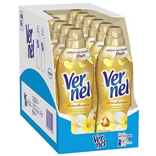 Vernel Aromatherapie Sinnliche Frangipani Weichspüler, 384 (12 x 32) Waschladungen, langanhaltender Wäscheduft mit ätherischen Ölen für 24/7 Frische, recycelbare Flasche
