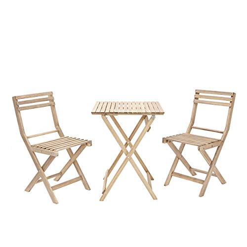 Naterial - Gartenmöbel-Set Origami - Balkon Möbel Set klappbar - 1x Tisch 55x55 cm + 2X Gartenstühle - 2 Personen - Akazie