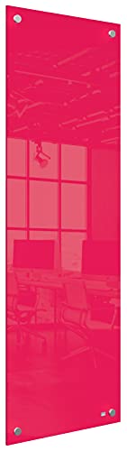 Nobo Kleine Glas-Whiteboard Tafel, Trocken Abwischbare Glas-Oberfläche, Rahmenlos, Eck-Wandmontage, Zuhause/Büro, 300 x 900 mm, Inklusive Markerstift, Rot, 1915606
