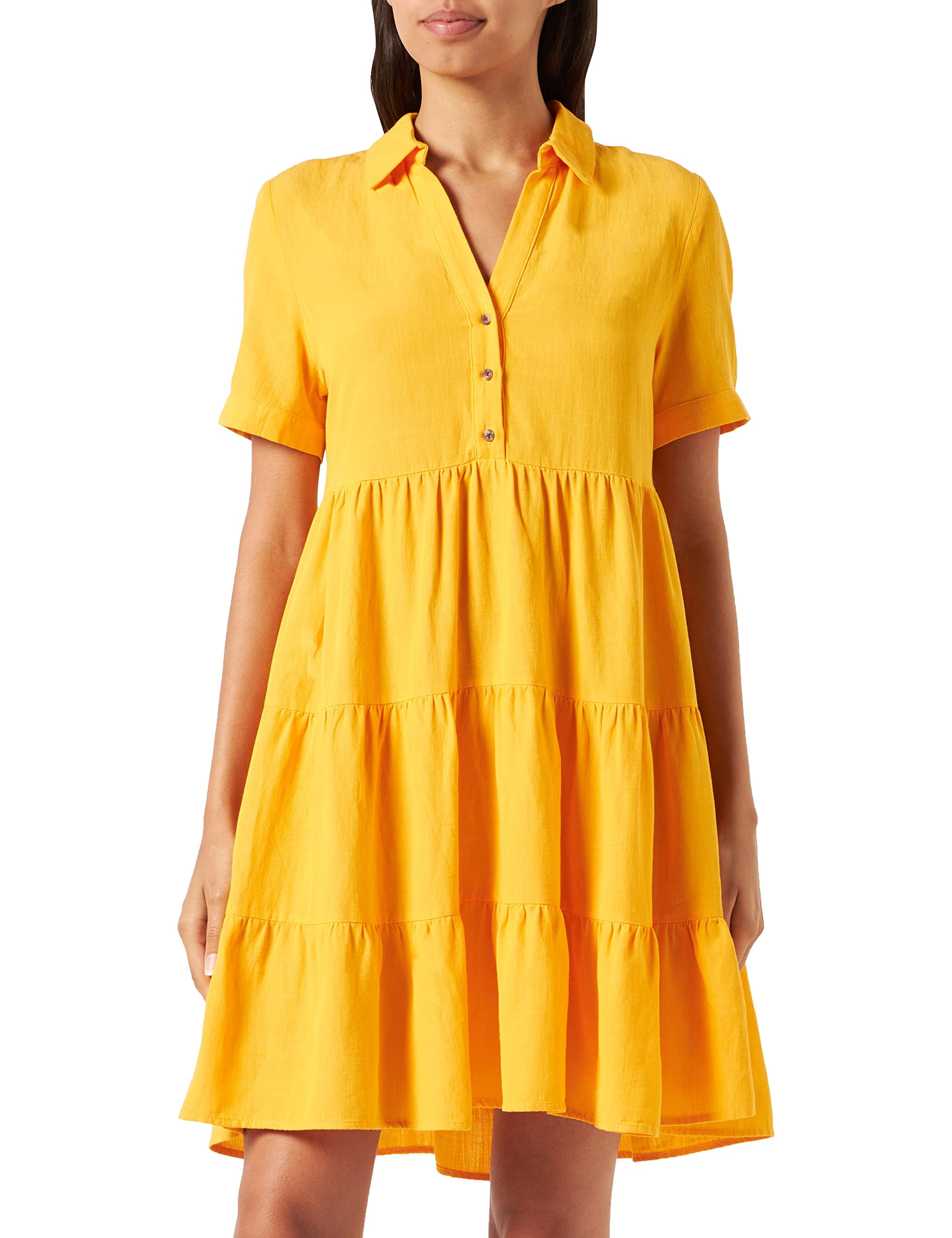 Mavi Damen Woven Dress Kleid, gelb, XL