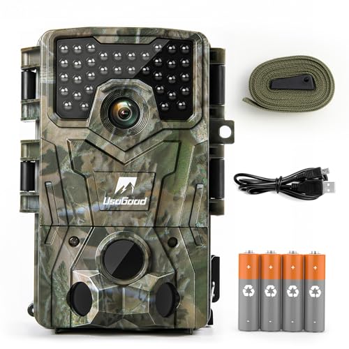 usogood Trail-Kamera, 36MP 4K 30fps Spielkameras Bewegungsaktivierte Jagdkamera mit Nachtsicht IP66 Wasserdicht mit 32GB SD-Karte für Outdoor Wildlife Monitor Home Security