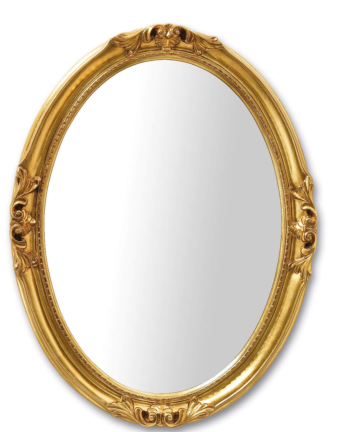 MO.WA Spiegel Wandspiegel Oval Klassisch Barock Stil cm. 63x83 Blattgold. Ovaler Spiegel mit Holzrahmen Gold antik, Wohnzimmer- Schlafzimmerspiegel Antike Spiegel