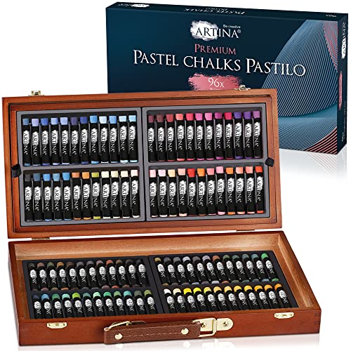 Holzkoffer Pastilo mit 96 Pastellkreiden mehrfarbig