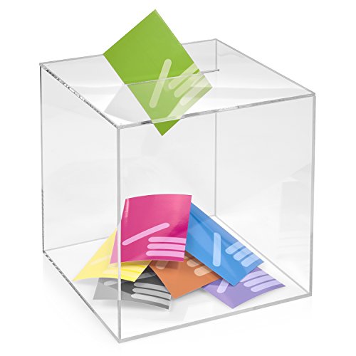 Losbox/Aktionsbox 300x300x300mm transparent, aus Acrylglas/Spendenbox / Einwurfbox/Gewinnspielbox / Wahlurne/Acryl