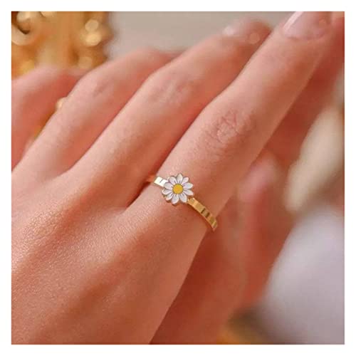 lliang Ring Drehbare Gänseblümchen-Blumenringe for Frauen Mädchen Anti Stress Angst Ringe Einstellbare Fign Spinner Ring Weibliche Schmuck Geschenk