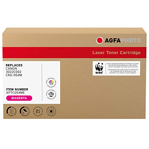 AgfaPhoto Laser Toner ersetzt Canon 3022C002; CRG-054M, 1300 Seiten, Magenta-rot (für die Verwendung in Canon Color imageCLASS LBP-622 Cdw)