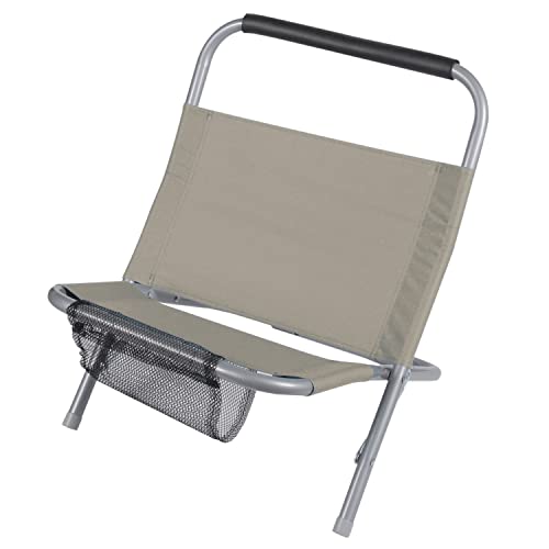 Strandstuhl klappbar - Ultraleicht aus Metall mit textiler Bespannung - Beach Chair - Anglerstuhl klappbar - Strand-Stuhl faltbar - Leichter Campingstuhl faltbar - Klappstuhl leicht Farbe Taupe