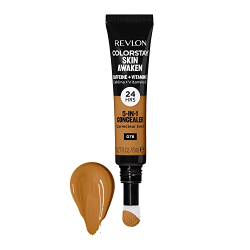 Revlon ColorStay Skin Awaken 5-in-1 Concealer 24HR Wear, volle Abdeckung (30 g), parfüm- und parabenfrei, karamell (076) Unisex