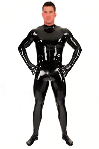 Schwarzer Latex-Fetisch-Catsuit-Body mit Socken, Handschuhen, Reißverschluss hinten, Gummi-Kostüme für Herren, Overall, individuell anpassbar, Schwarz, WOMEN-XL