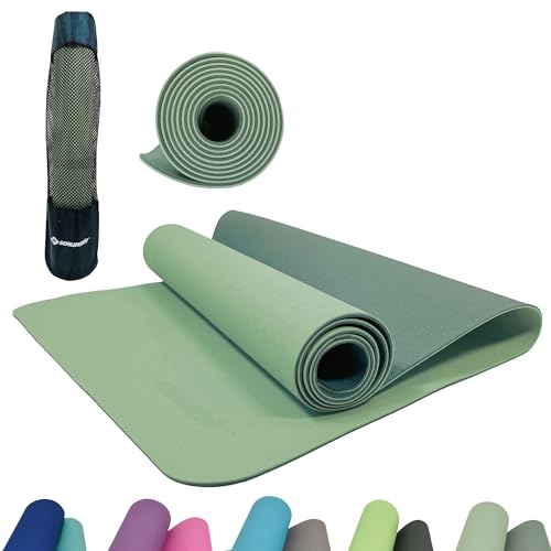 Schildkröt-Fitness Unisex – Erwachsene Yogamatte 4mm BICOLOR, Grün/Moosgrün, 960162, Einheitsgröße