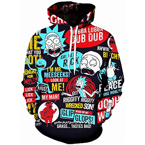 Herren Kapuzenpullover Rick Morty Fashion Casual Funny 3D Printing Hip-Hop Casual Kleidung Gr. XS, Farbe08