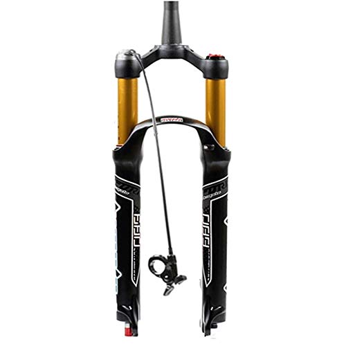 LSRRYD MTB Fahrradgabel 26 27.5 29 Zoll Luftstoßdämpfer Fahrrad-Federgabel Remote Lockout Federweg 120mm QR 9mm (Color : Gold Conical Tube, Size : 29inch)