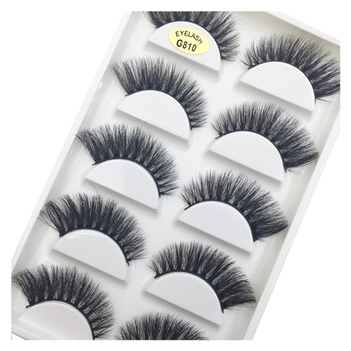UAMOU 10/50 Boxen 5 Paar 3D Nerz Falsche Wimpern Weiche Wimpern Make-up Wimpern Faux Cils Cilios Maquiagem Cheerfully (Color : 5Pairs G810, Size : 10 Boxes 50 Pairs)