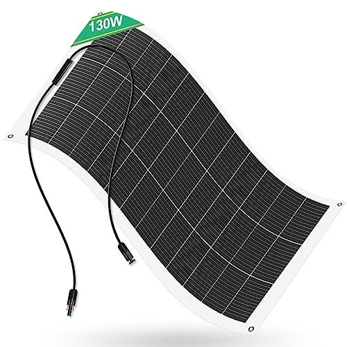 ECO-WORTHY 130 Watt 12 Volt Flexibles Monokristallines Solarpanel Solarmodul Solarzelle Photovoltaik für Wohnmobile Camper Van Boote und andere unebene Oberflächen
