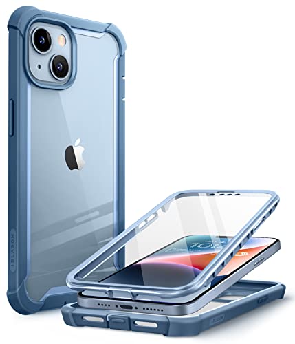 i-Blason Transparent Hülle für iPhone 13 (6.1") Bumper Case 360 Grad Handyhülle Robust Schutzhülle Cover [Ares] mit Displayschutz 2021 (Blau)