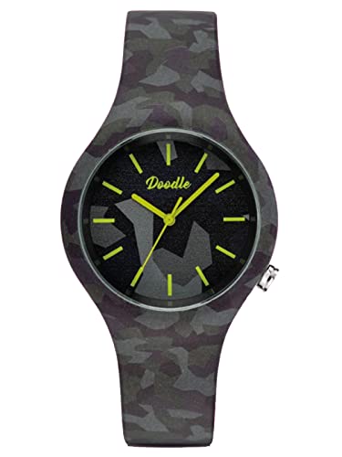 Doodle Watch Quarz Armbanduhr Tattoouhr Camouflage Schwarz mit Silikonband 39 MM DO39018