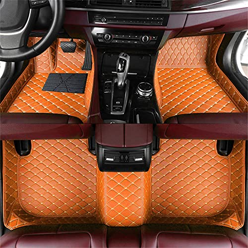 Maßgeschneiderte Auto All-Inclusive Leder FußMatten Kompatibel mit für Ford Ecosport 2018-2023 Fussmatten Teppiche ZubehöR Autozubehör,E-orange