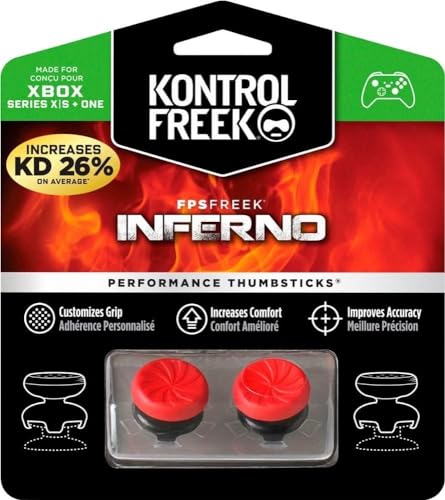 KontrolFreek FPS Freek Inferno für Xbox One und Xbox Series X Controller | Performance Thumbsticks | 2 High-Rise Concave | Rot