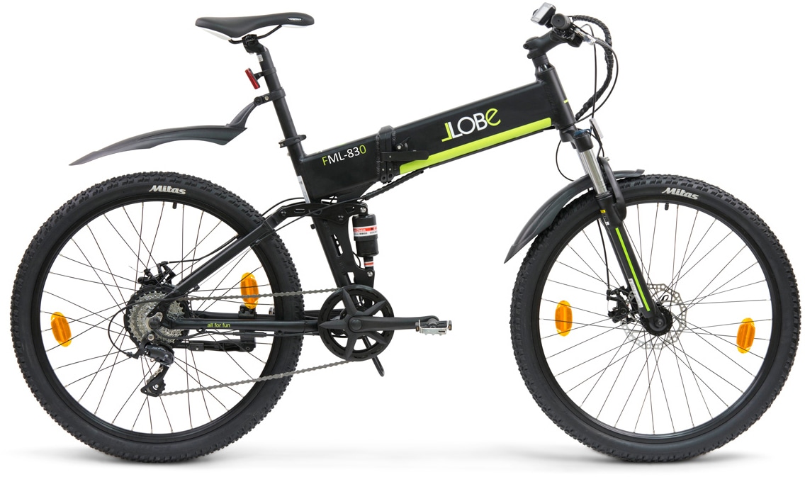 LLobe E-Bike "FML-830 black 27,5", 10,4 Ah", 9 Gang, Shimano, Heckmotor 250 W