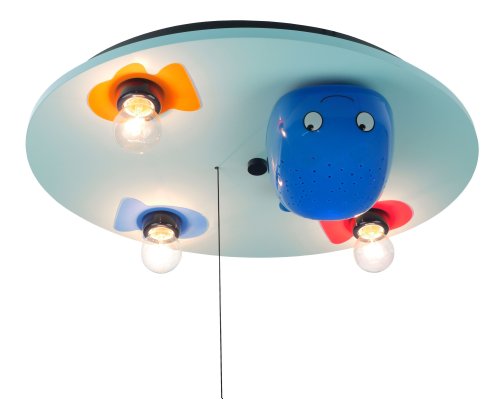 Niermann Standby Deckenleuchte Wal mit LED-Farbwechler und Sternenprojektor, hellblau 613