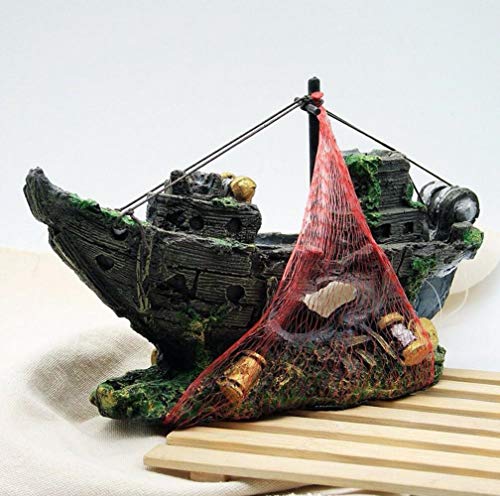 HALAWAKA Aquarium-Ornamente aus Kunstharz, Piratenschiff, Dekoration für Aquarien