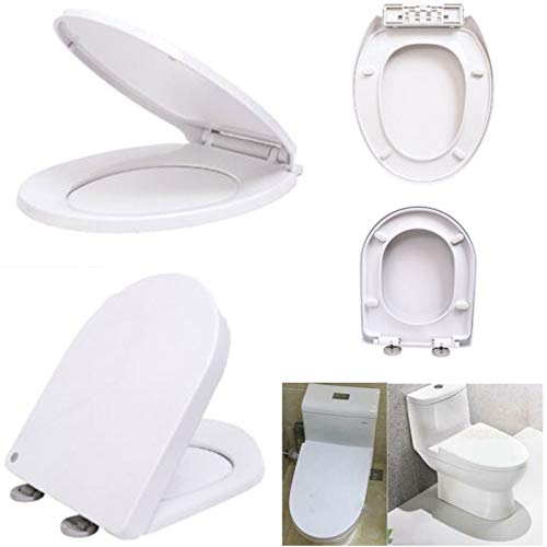 WC Sitz, D-Form Toilettendeckel, Weiß klobrille mit absenkautomatik,antibakteriell Toilettensitz mit Softclose,Einfache Installation und Reinigung