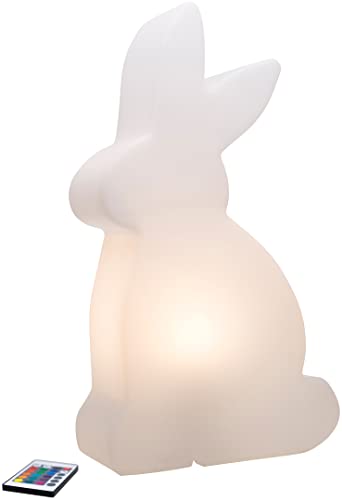 8 seasons design| LED Leuchte Hase Shining Rabbit (70cm groß, Farbwechsel, 15 farbig, dimmbar, Dekolampe, Kinderlampe, Innen- & Außenbeleuchtung) weiß