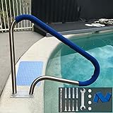 LIQEE Schwimmbad-Handlauf Handlauf Pool-Handlauf Schwimmen 31,5 x 31,5 Zoll 304 Edelstahl Perfekter Griff Schwimmbad-Treppengeländer mit Blauer Griffabdeckung 4-Bogen-Handlauf für SPA-Inground-Poo