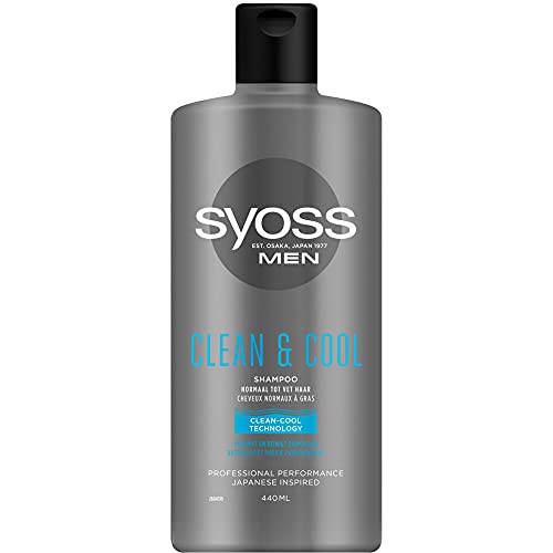 6er Pack - Syoss Men Shampoo - Clean & Cool - für normales bis schnell Fettendes Haar - 440ml