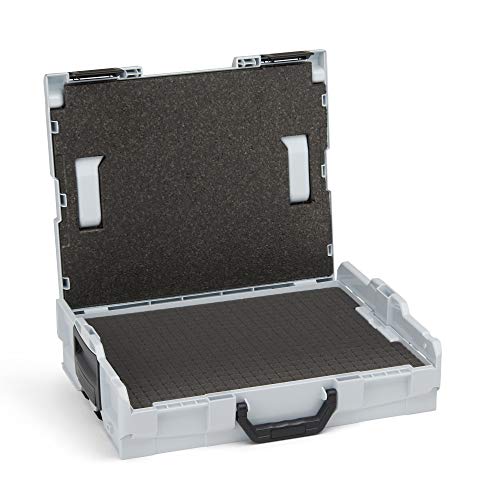 Sortierkasten Kunststoff stapelbar | L-BOXX 102 (grau) mit Insetbox Rasterschaumstoff | Profi Werkzeugkoffer leer inkl. Sortimentskasten Einsätze