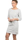 BlendShe Eni Damen Sweatkleid Sommerkleid Kleid Mit Streifen-Optik Und U-Boot-Kragen Aus 100% Baumwolle, Größe:L, Farbe:Light Grey Melange (20042)