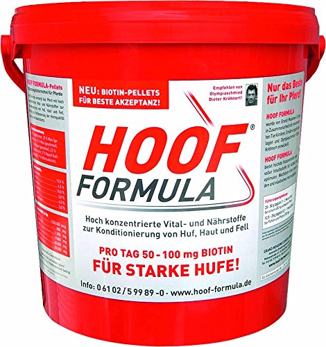 Biotin für Pferde - Zusatz-Futter für Pferde mit Zink, Vitamin B6, Lysin - 5kg Eimer Hoof Formula für ca. 200 Tage - Biotin-Pellets für starke Hufe - Ergänzungsfutter für Pferde