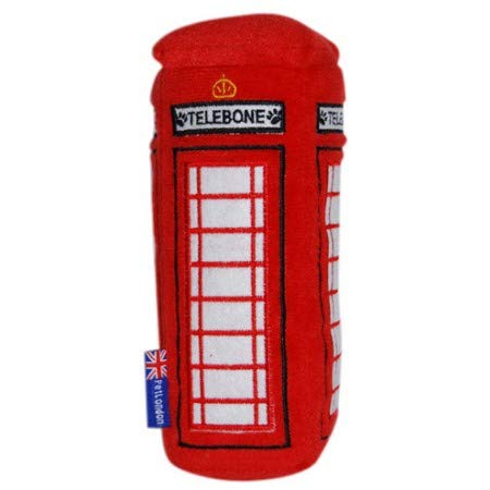 Pet London Britische rote Telefonzelle, Plüsch-Hundespielzeug für Hunde und Welpen, 15,2 cm, mit Quietscher, niedliches lustiges Londoner Wahrzeichen, Telebone UK Hund, interaktives Spielzeug