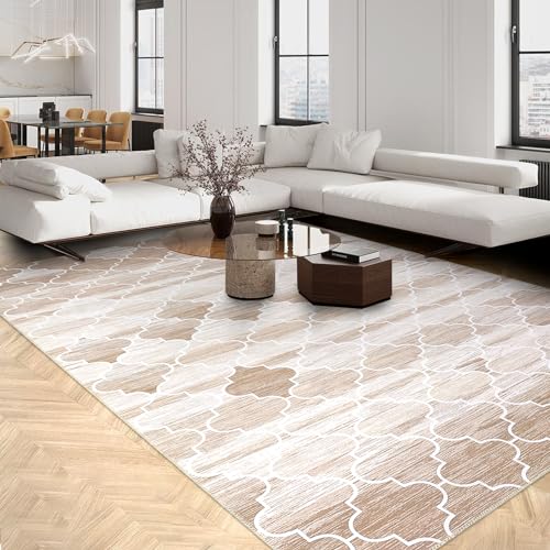 GlowSol Waschbarer Teppich, marokkanische Teppiche, große Teppiche für Wohnzimmer, schmutzabweisend, abstrakte Teppiche für Schlafzimmer, mit rutschfester Unterseite, Heimdekoration, Bodendekoration