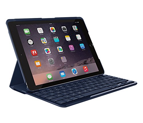 Logitech Schlanke Folio-Tastaturhülle für iPad 5. Generation A1822 & A1823, UK-Layout, Blau