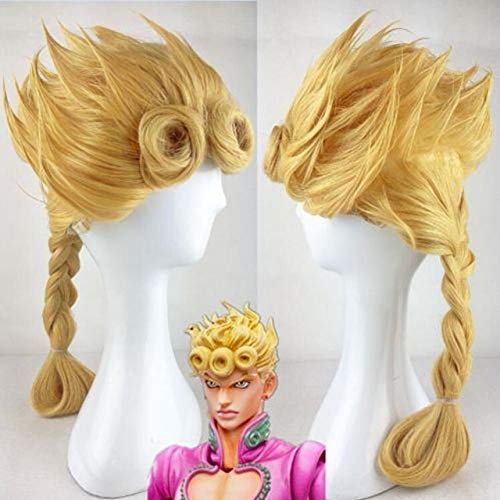 Anime JoJo's Bizarre Adventure Giorno Giovanna Cosplay Wig GIOGIO Golden Braided Heat Resistant Synthetic Hair Wigs + Wig Cap